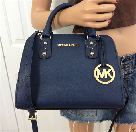 michael kors navy shoulder purse